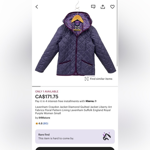 Lavenham Craydon Quilted Jacket with Liberty Art Floral Pattern Lining - XS - Picture 6 of 6